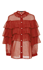 Genevieve Ruffle Tier Blouse | Moda Operandi : This **Jill Stuart** Genevieve Ruffle Tier Blouse features a ruffle trim at the neckline, tiered ruffles throughout, and a three quarter length sleeves.