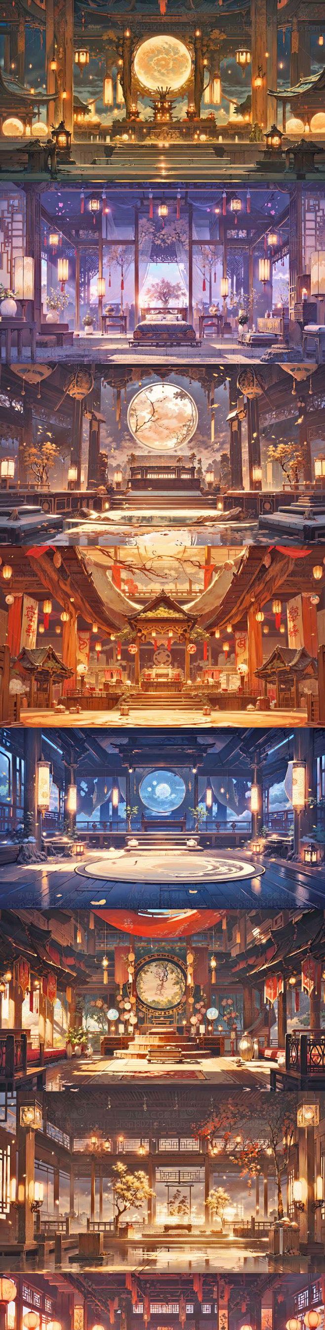 AI古风宫殿室内场景插画素材 国风影视游戏场景设定图集 背景设计-淘宝网