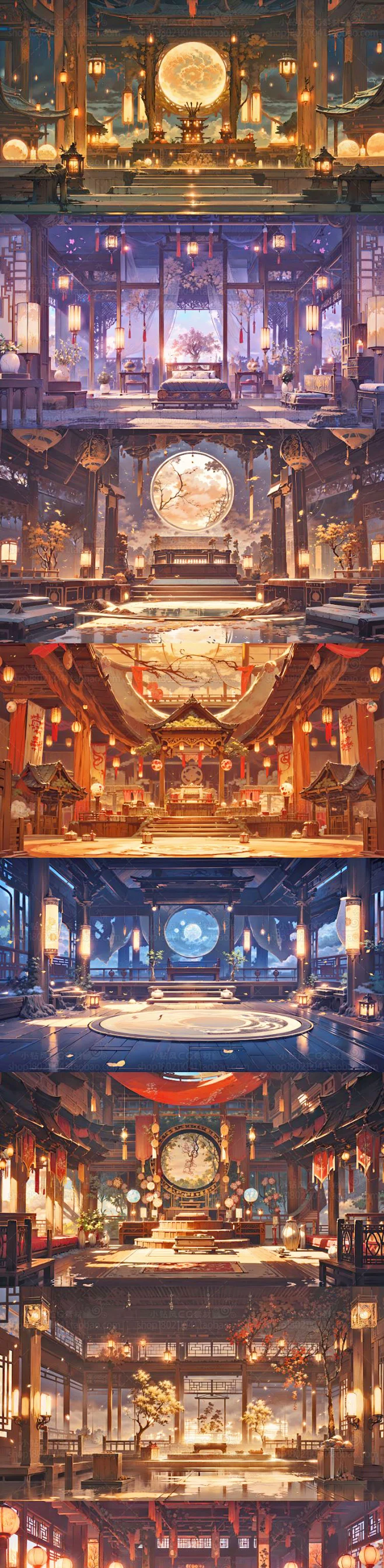 AI古风宫殿室内场景插画素材 国风影视游戏场景设定图集 背景设计-淘宝网-花瓣网