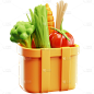 彩色立体风菜篮子物品贴纸
