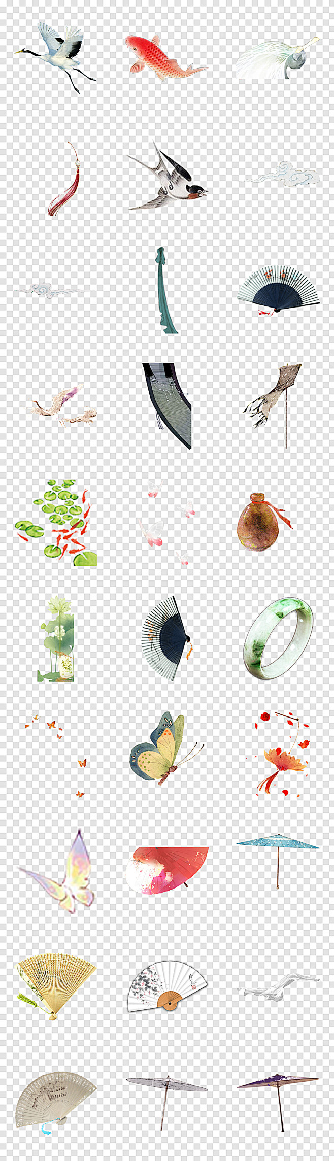 古代风诗情画意中国风素材锦鲤