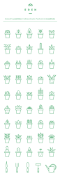 Succulent icon set | free download : Green succulents icon set for free download. Made with love to cactus and hand painted flower pots made by projekt EDEN 