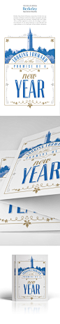 Berkeley New Years Card : Berkeley Haas School of Business contacted me for their new year greetings card design. I preferred an elegant typographic approach and I incorporated the university’s beautiful and iconic Sather Tower and their signature ivy lea