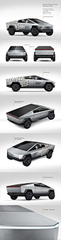特斯拉电动皮卡Cybertruck汽车车身图案设计贴图ps样机素材模板素材