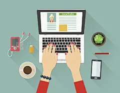 Top view workplace concept. vector flat illustration