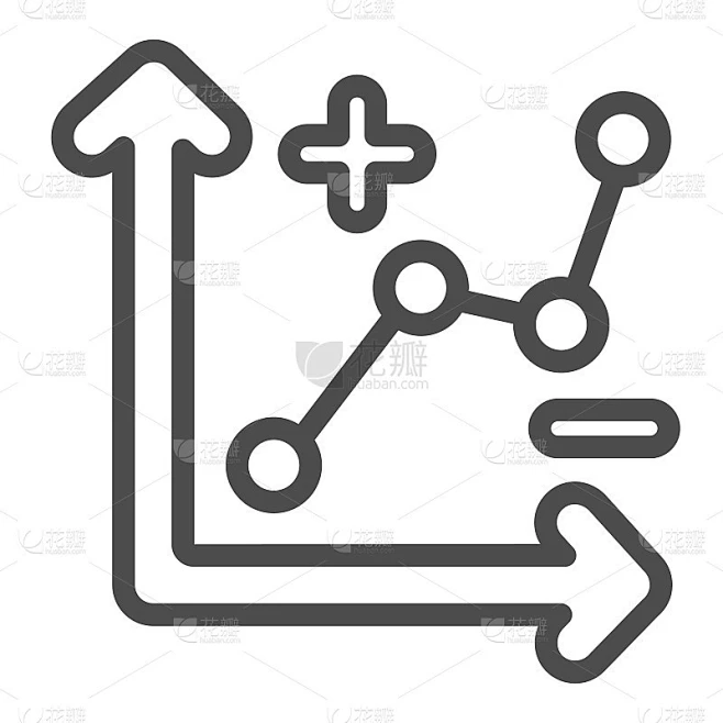 增长图形与曲线，点，加减线图标，图表概念，图表矢量符号在白色背景上，轮廓风格图标的移动概念和网页设计图片_白色背景图片素材-花瓣网