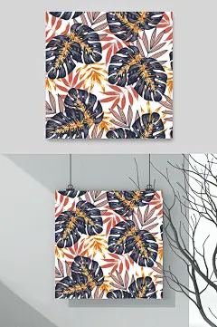 手绘创意树叶芭蕉叶图案素材