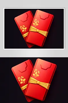 AI数字艺术中国风新年春节立体红包元素