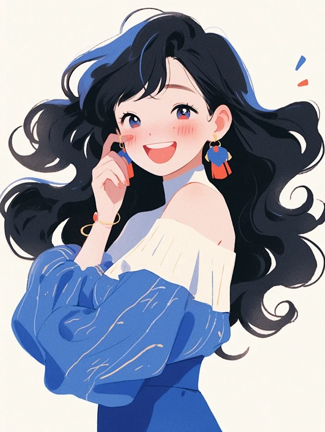祝大家双节快乐·蓝|可爱风格人物插画 -...