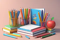 水彩笔校园学习工具元素插画