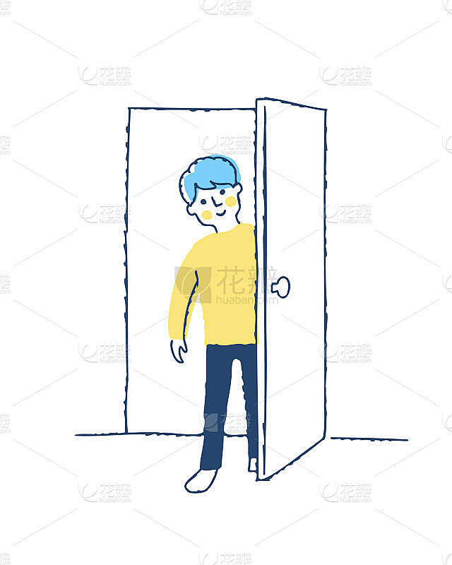 年轻人正在开门