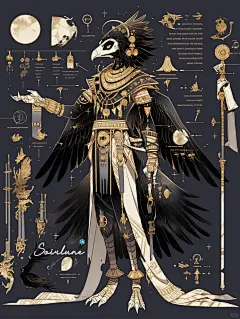 人物设计：古埃及神话·月神孔苏 - 小红书
