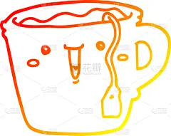 可爱的,热,山,咖啡杯,铅笔画,卡通,茶,饮料,咖啡,杯