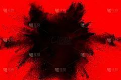 红色背景上有黑色粉末粉尘爆炸。