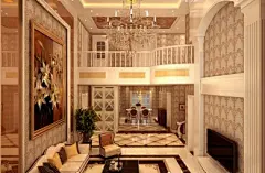 轻奢简欧风别墅客厅壁纸
