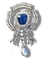 华丽的钻石和蓝宝石胸针与大天然梨形珍珠