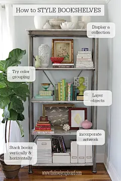 How to style a bookshelf via The Lovely Cupboard #diy #decorating #homedecor: 