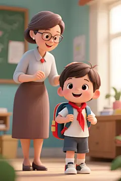 助人为乐的卡通学生形象红领巾少先队员