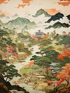 山海边游泳的人物树木素材