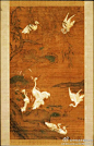 【國畫681】明 呂紀《九鷺圖》���— 絹本設色，148.8×82.9 釐米，現藏美國波士頓博物館。