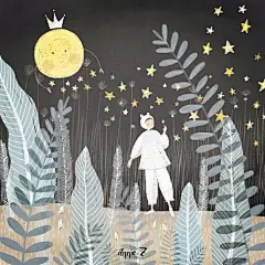 悄悄话-annie.Z_月亮,小清新,童话_涂鸦王国插画
