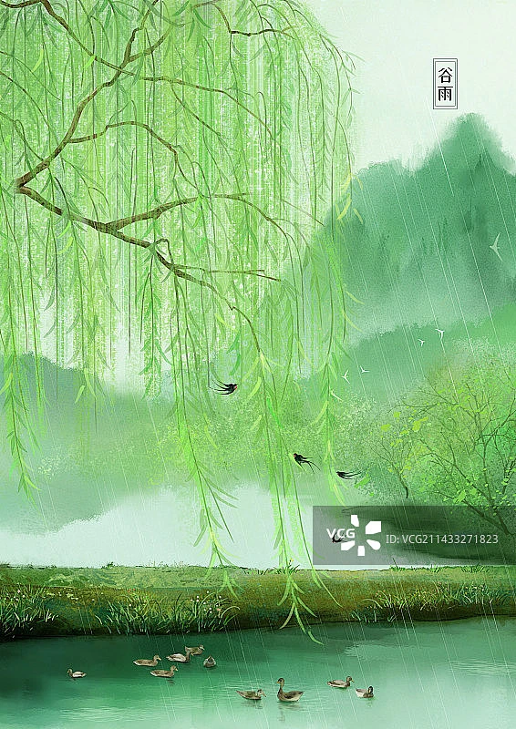 春天湖边拂堤的杨柳图片素材-花瓣网