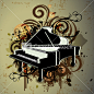 Piano With Retro Grungy Pattern