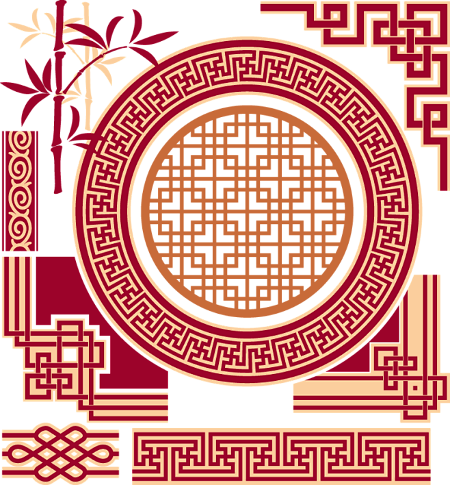 中国传统窗花边角花纹