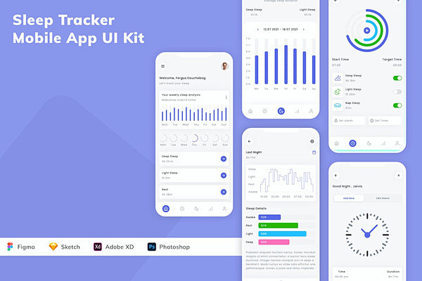 睡眠追踪移动应用APP UI KIT (...