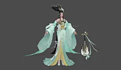 仙女，舞女，舞娘，歌姬，乐师，青衫女人，琵琶乐手，美女少妇，古代人物3d模型 - 角色人物 - 蜗牛模型网 - www.3dsnail.com