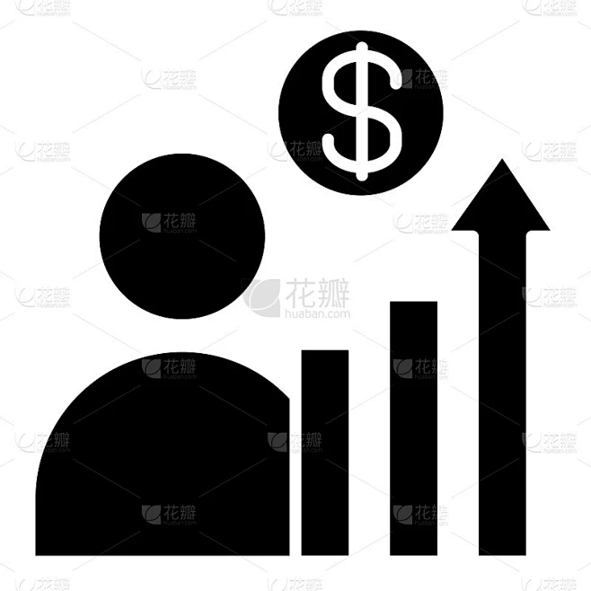 增长图标，矢量插图，业务字形素材-花瓣网