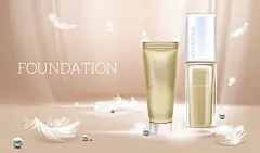 遮瑕膏化妆品美妆广告写实海报插画模板矢量图设计素材