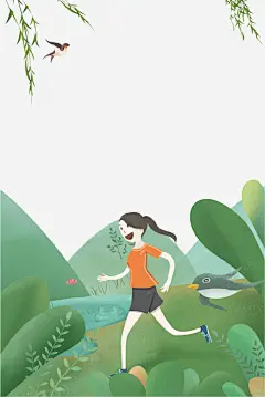 卡通手绘运动的女孩插画免抠png免抠素材_新图网 https://ixintu.com 运动 健康 女孩 插画 卡通手绘 春季 柳树 跑步