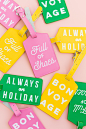 DIY Typographic Luggage Tags - Sarah Hearts : Learn how to make your own colorful typographic luggage tags using your Silhouette or Cricut cutting machine and never have a hard time identifying your bag at luggage claim again!