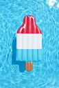 用这种红色，白色和白色的爱国风格冷静下来  蓝色冰淇淋池浮动。