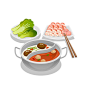 2.5D 建筑 小人 食物 生鲜 画  插画  素材