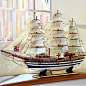 木质仿真帆船模型摆件 韦斯普奇号90cm 大号实木船工艺船-tmall.com天猫