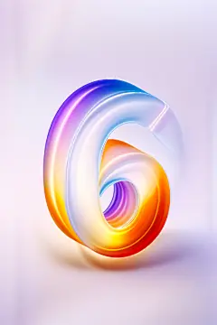 AI数字艺术3D玻璃数字6元素-众图网