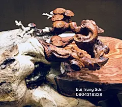 This may contain: a wooden table with mushrooms on top of it