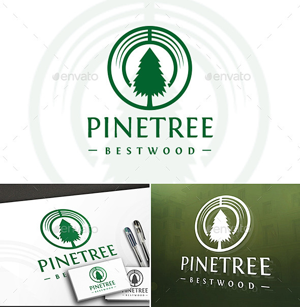 松树木材标志——自然标志模板Pine T...