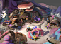 地精小镇—Goblin town, yii Xu : 把之前画的地精魔药店出了个沙盘