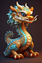 中国神话新年传统艺术中国龙模型