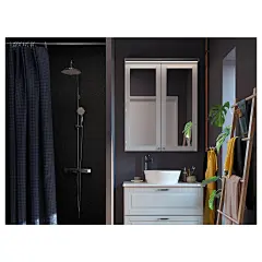 BROGRUND 布鲁格隆德 花洒带恒温水混合器   - IKEA : IKEA - BROGRUND 布鲁格隆德, 花洒带恒温水混合器, , 我们为水龙头提供10年品质保证，为其他部件提供3年品质保证。详情请查阅质保手册。全喷淋模式下，顶喷花洒可均匀喷出大面积水流，全面冲淋你的身体，为你带来细雨滋润身心的舒爽体验。这款手持花洒带有全喷淋模式，能够以均匀的水花充分冲淋你的身体，为你带来放松的沐浴体验。网状喷淋模式下，花洒会加大水流喷淋力度，非常适合冲洗浓密的头发。可选择全喷淋模式或网状喷淋模式，或混合两种