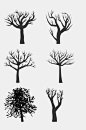 手绘黑色树木剪影设计元素