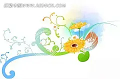 动感图案|花边|花边素材|花朵|花卉eps素材|花纹|花纹素材|花纹图案|蓝色|绿色|矢量素材|手绘效果|水彩背景|太阳花