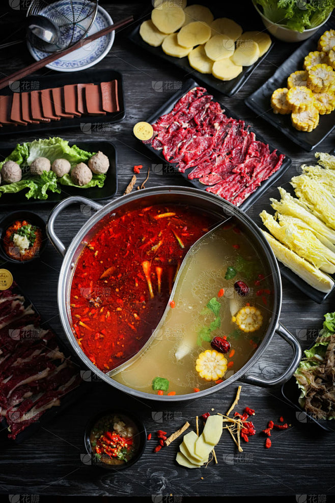 火锅食材鸳鸯锅汤底