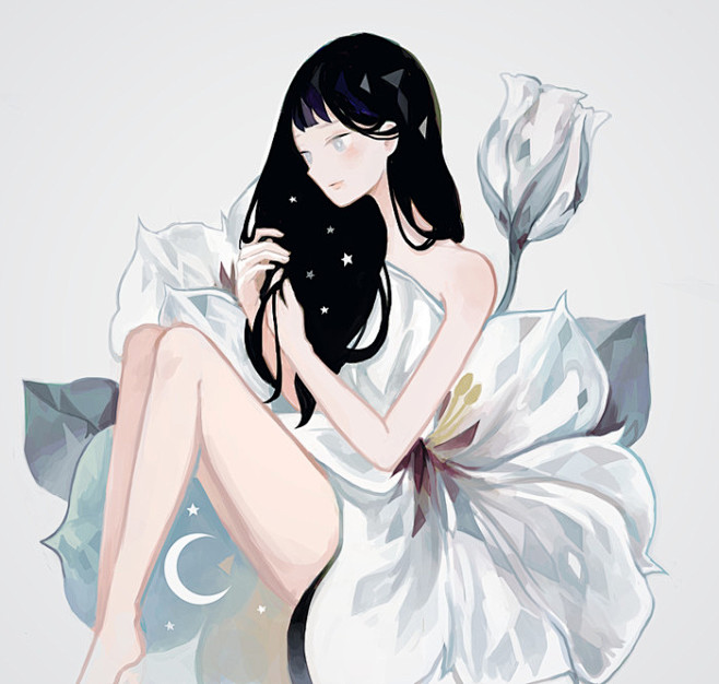 可爱动漫插画手绘少女封面头像人物p站二次元壁纸原创意境森系唯美花