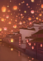 「古风壁纸图片」古代元夕佳节的灯市，是多少现代人的向往