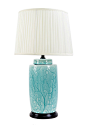 台灯 现代灯具 天蓝色浅花纹圆柱瓶陶瓷台灯客厅包邮