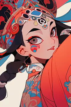 国粹花旦人物形象插画
